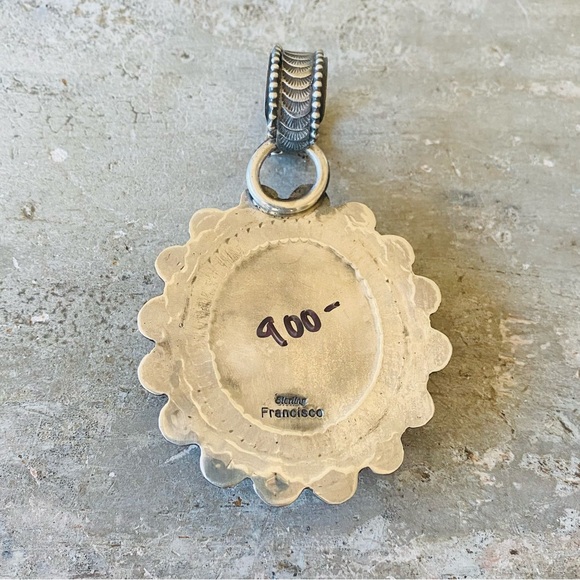 SOLD ♥️ Navajo ♥️ Dustin Francisco Sterling Silver & Kingman Turquoise Pendant - Picture 3 of 8